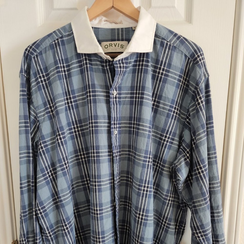 Orvis - Men's 'Classic Nova' Blue Plaid Shirt - Size XL